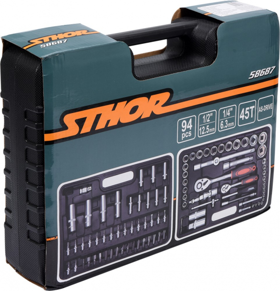 Trusa chei tubulare profesionala STHOR, 1/2-1/4, CrV, 94buc [3]