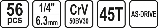 Trusa chei tubulare STHOR, antrenor cu clichet, CrV, 1/4 inch, 56 buc [5]
