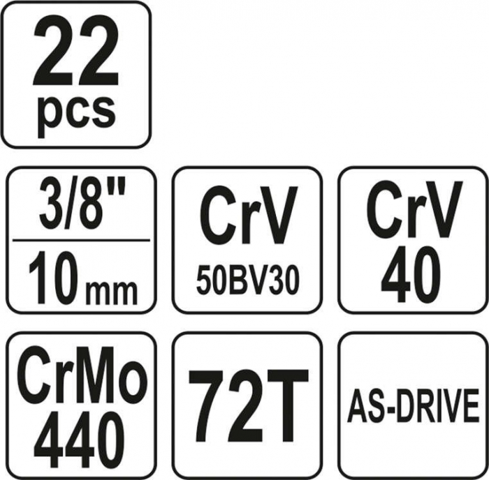 Trusa chei tubulare YATO 3/8 CrV 22 piese [5]