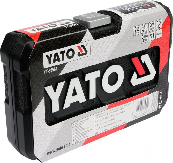 Trusa chei tubulare YATO 3/8 CrV 22 piese [4]