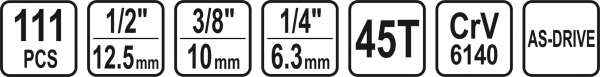 Trusa Chei Tubulare STHOR, 1/2-3/8-1/4, 111 buc, CrV [5]