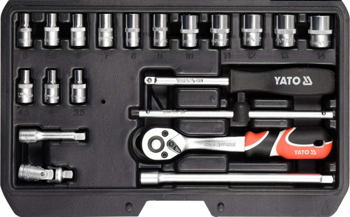 Trusa chei tubulare YATO antrenor cu clichet 1/4 20buc [2]