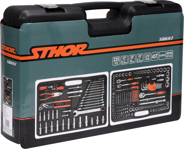 Trusa scule STHOR, 1/2-3/8-1/4, 225 buc, CrV [3]