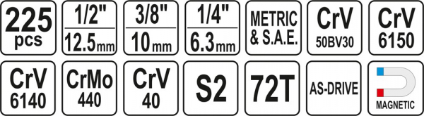 Trusa de Scule Profesionala YATO, CR-V, 225 buc [6]