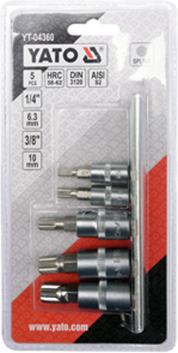 Trusa de tubulare cu biti SPLINE YATO M5-M12, 1/4-3/8 CrV 5buc [2]