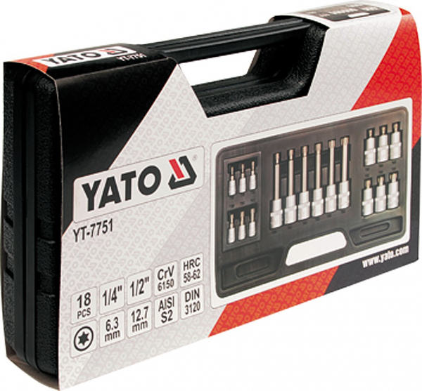 Trusa Biti YATO, cu Adaptor, Profil Torx, CR-V, 1/4 - 1/2 inch, 18 buc [2]
