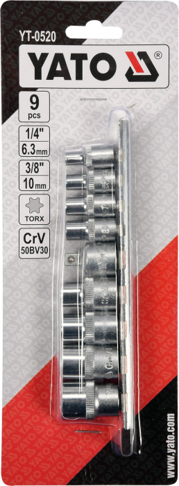 Trusa de tubulare torx YATO E5-E16, 1/4 CrV 9buc [3]