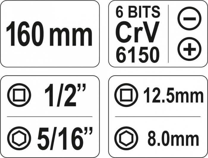 Surubelnita de impact YATO metalica 7 piese [3]