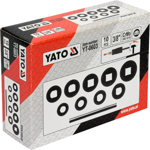 Trusa tubulare YATO, pentru piulite deteriorate, 3/8", 10buc [6]