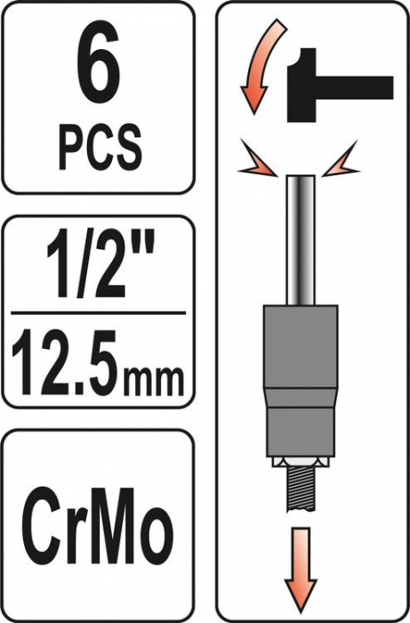 Set YATO extractoare suruburi si piulite rupte 1/2 6buc [5]