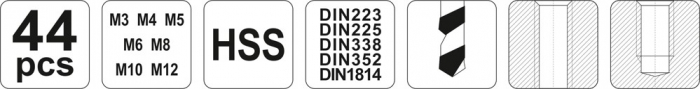 Trusa YATO Tarozi si Filiere M3-M12 HSS 44buc [4]