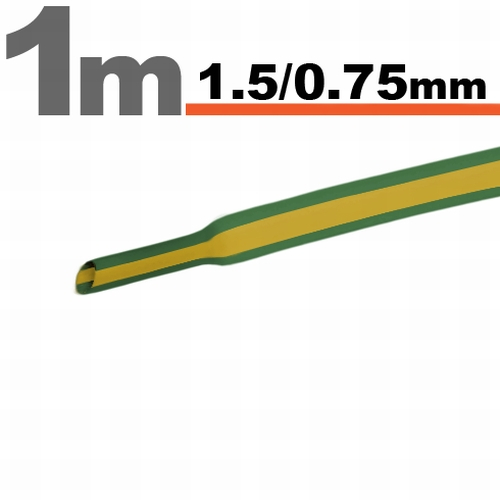 Tub termocontractibil galben verde , 1,5 0,75 mm