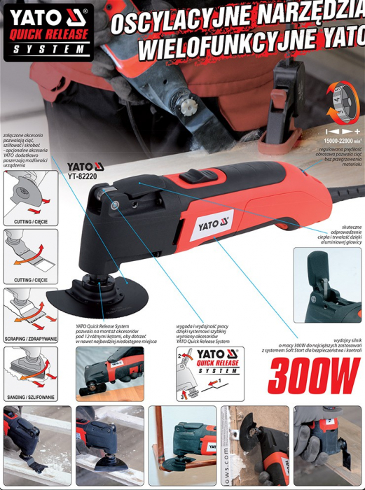 Unealta multifunctionala oscilanta YATO 300W viteza reglabila + accesorii [8]