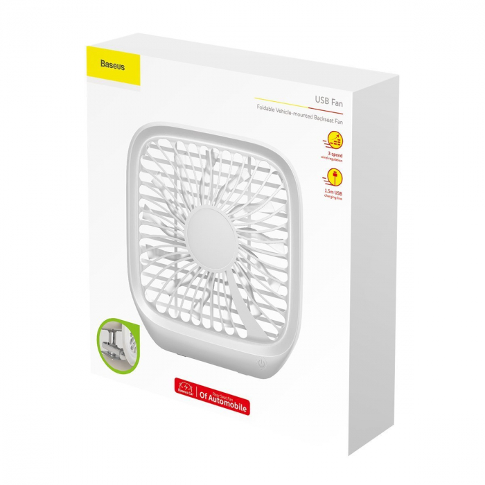 Ventilator pliabil tetiera autovehicul BASEUS Foldable USB 3.6W 5V / 1A 3 viteze (alb) CXZD-02 [7]