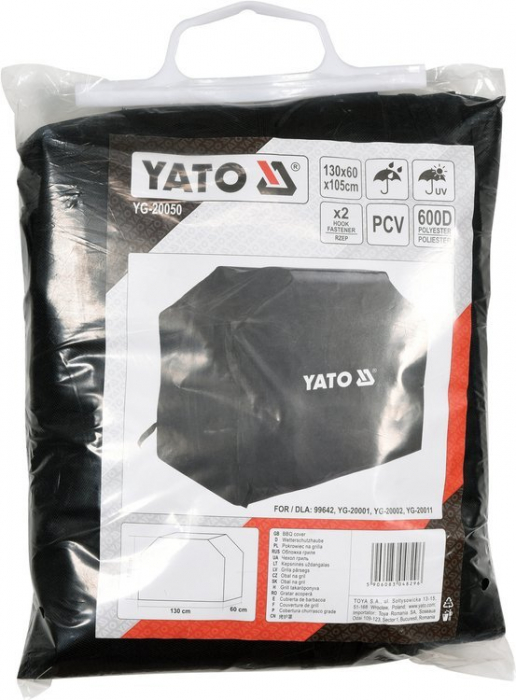 Prelata pentru gratar YATO tip husa 130X60X105 cm PVC [2]