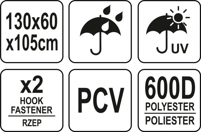 Prelata pentru gratar YATO tip husa 130X60X105 cm PVC [4]