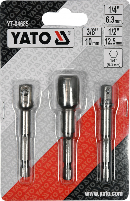 Set Adaptoare YATO, Pentru Chei Tubulare, 1/4 - 3/8 - 1/2 inch, 3buc [3]