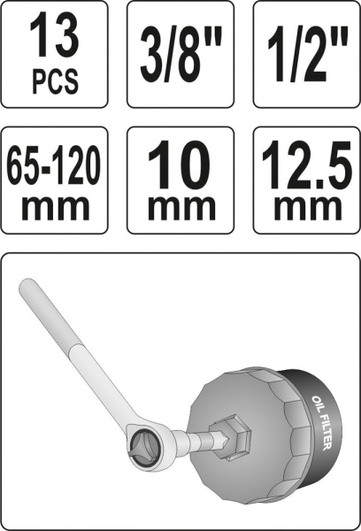 Set chei tubulare Yato, pentru filtru ulei, 13 buc [4]