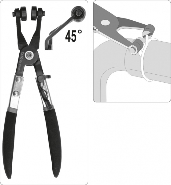 Cleste pentru sigurante furtun YATO, varf indoit, 215mm [2]
