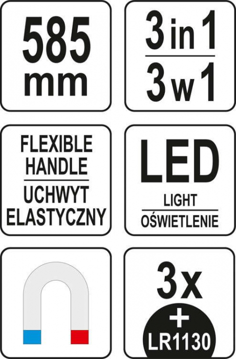 Kit YATO pentru recuperare piese cu cap magnetic si LED 3IN1 585mm [7]