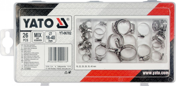 Set YATO, coliere furtun, 16 - 40 mm, 26 buc [2]