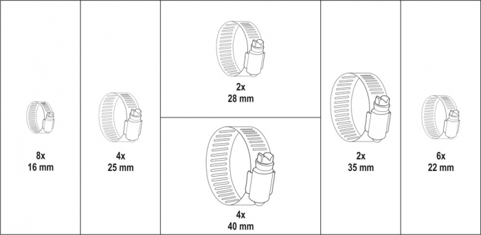 Set YATO, coliere furtun, 16 - 40 mm, 26 buc [6]