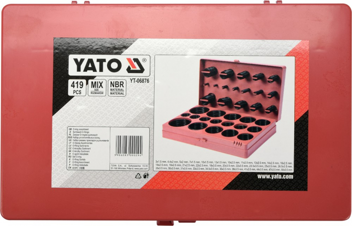 Set YATO, O-ring din Cauciuc, 3 - 50mm, 419 buc [2]