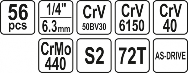 Trusa chei tubulare si biti YATO, 1/4", Cr-V, 56 piese [5]
