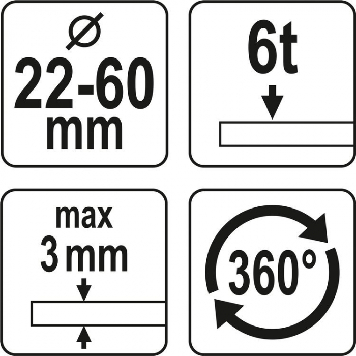 Cutter hidraulic YATO pentru tabla max 3mm diametru 22-60mm [5]