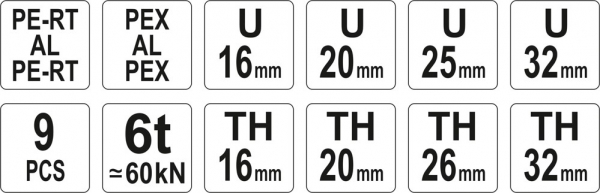 Presa hidraulica manuala YATO, Pentru sertizat tevi PEX-AL-PEX, Set 8 conectori [7]