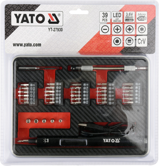 Set YATO surubelnita precizie cu acumulator 3.6V + biti 39pcs [4]