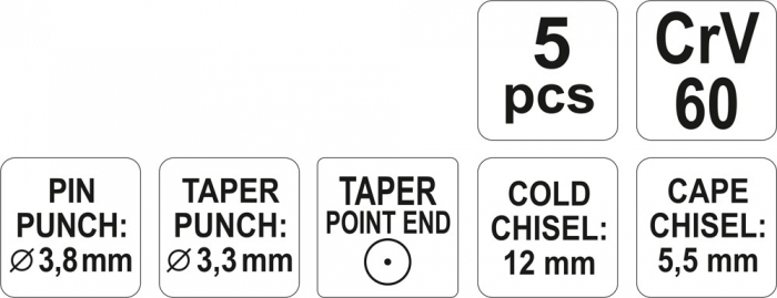Set YATO, dalti si punctatori ,CrV, 5buc [3]