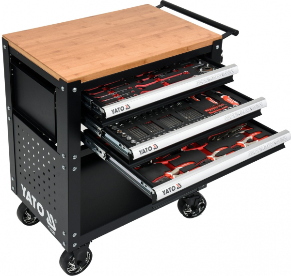 Pachet YATO, Banc de Lucru profesional, 3 sertare, Echipat 162 piese + Lampa cu magnet, reincarcabila, 37led, 85lm [2]