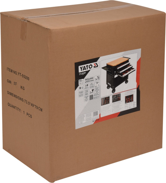 Pachet YATO, Banc de Lucru profesional, 3 sertare, Echipat 162 piese + Lampa cu magnet, reincarcabila, 37led, 85lm [12]