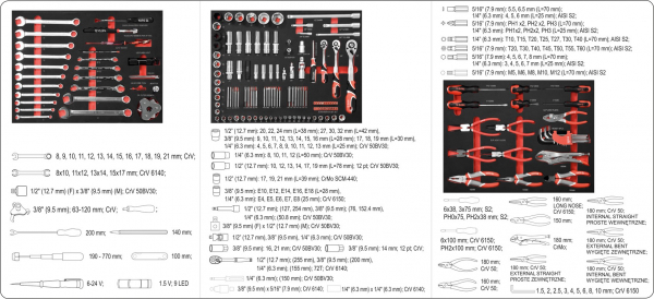 Pachet YATO, Banc de Lucru profesional, 3 sertare, Echipat 162 piese + Lampa cu magnet, reincarcabila, 37led, 85lm [10]