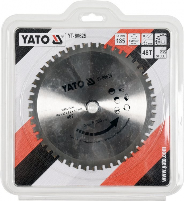 Disc fierastrau circular YATO vidia pentru metal 185x20x48 dinti [2]