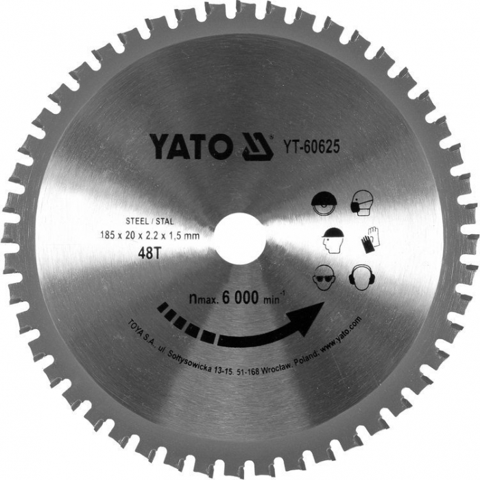 Poze Disc fierastrau circular YATO vidia pentru metal 185x20x48 dinti