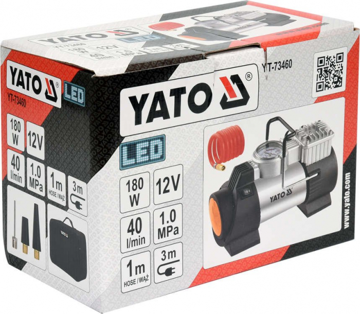 Compresor Pneumatic Auto YATO, cu LED, 12V, 180W [5]
