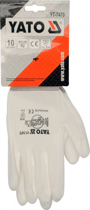 Manusi protectie YATO, nylon alb, PU, marime 10 [4]