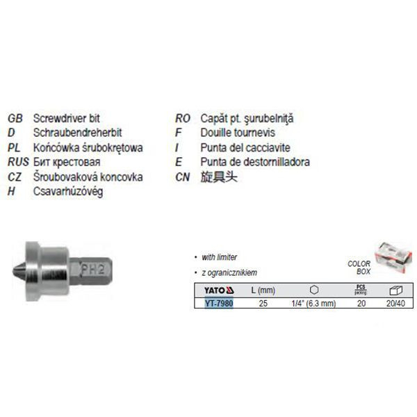 Set YATO biti rigips PH2 1/4 20buc [3]