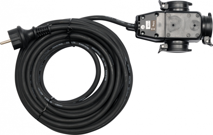 Cablu prelungitor yato, capac de cauciuc ip44, 10m, 3 prize, cablu 3x1.5mm2
