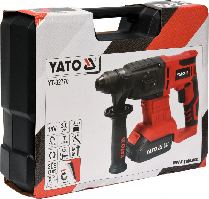 Ciocan rotopercutor YATO SDS-plus cu acumulator 18V Li-Ion 1X3Ah 2J [3]