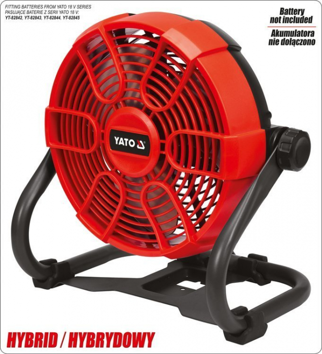 Ventilator hibrid YATO 18V/240V 230mm unghi 0 - 360 ° 1700 - 2600 rpm (Fara acumulator si incarcator) [10]