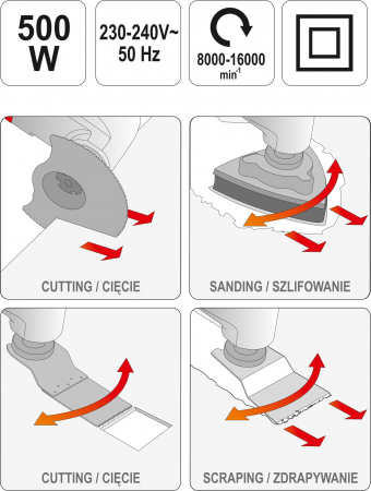 Unealta multifunctionala oscilanta YATO 500W viteza reglabila [5]