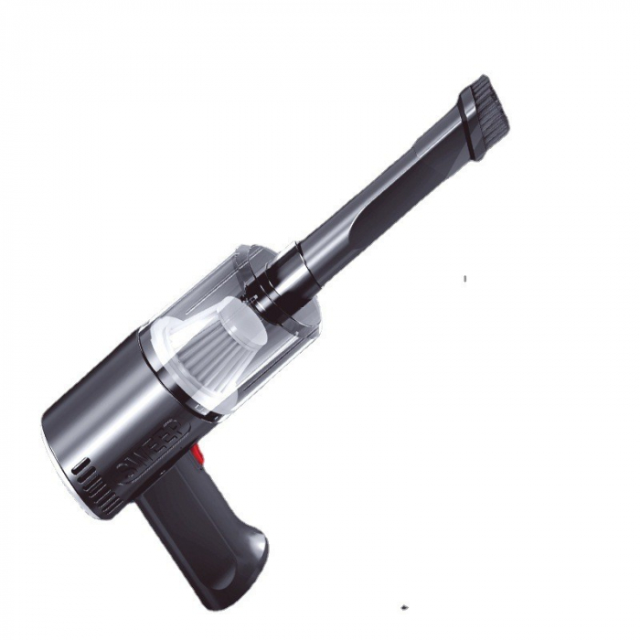 Aspirator Portabil Fara Fir, Flippy, Tip Pistol K7, Pentru Casa si Masina, Incarcare USB, Autonomie 30 Min, 36 x 17 cm, Negru [8]