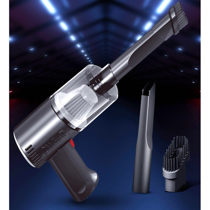 Aspirator Portabil Fara Fir, Flippy, Tip Pistol K7, Pentru Casa si Masina, Incarcare USB, Autonomie 30 Min, 36 x 17 cm, Negru [7]