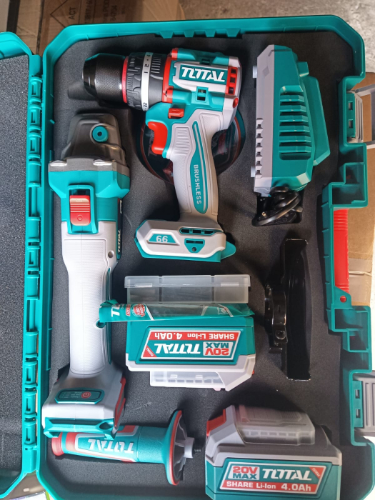 Kit Combo Total  - 20V - 4.0Ah- MASINA DE GAURIT CU IMPACT, POLIZOR UNGHIULAR [2]