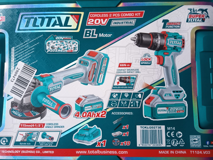 Kit Combo Total  - 20V - 4.0Ah- MASINA DE GAURIT CU IMPACT, POLIZOR UNGHIULAR [3]