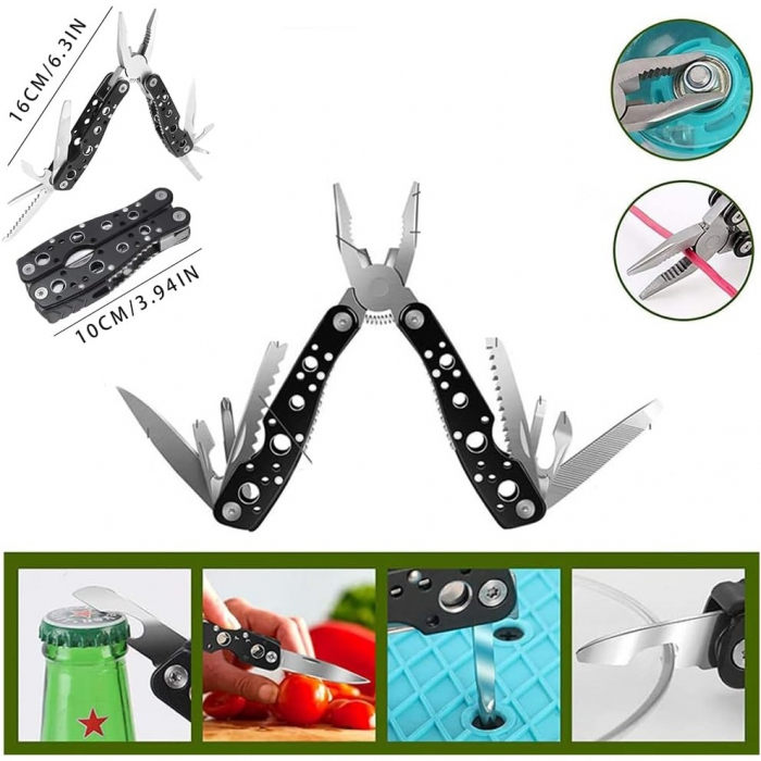 Kit supravietuire multifunctional Flippy, Instrumente profesionale, Agatatoare ghiozdan, pentru Camping, Drumetii, Aventuri in aer liber, borseta inclusa, gri [2]