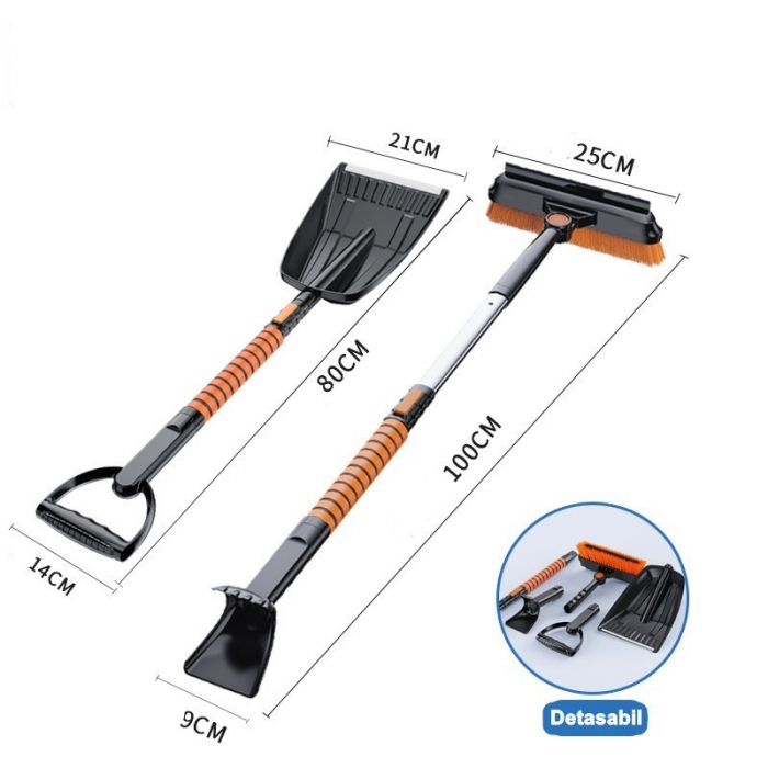 Lopata pentru zapada Flippy, 5 in 1, Perie, Racleta, 2 tipuri de Lopeti, Rotativa, Telescopica, Detasabila, Material Aluminiu si ABS, 100 x 25 cm, negru [2]